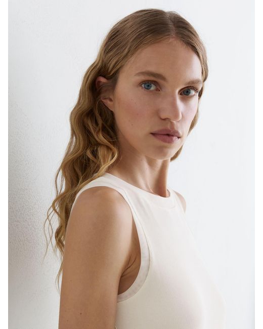 Reiss Blue Cotton Sheer-Trim Ruched Vest