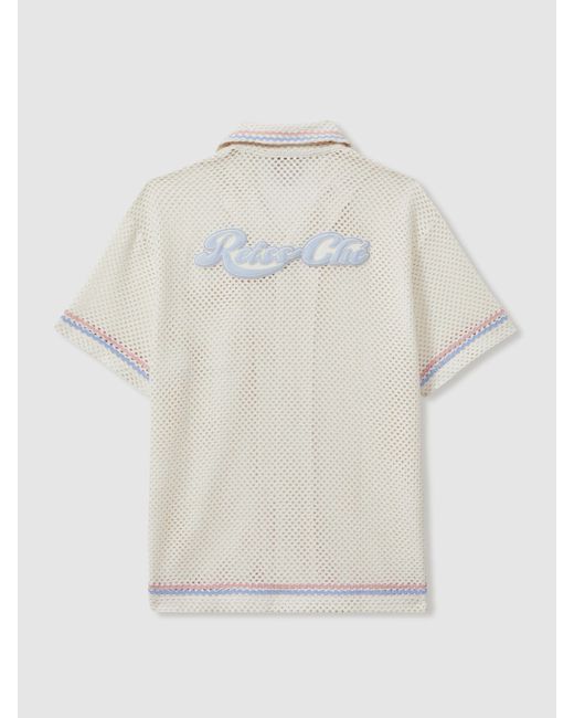 Reiss Natural X Ché Crochet Contrast Trim Cuban Collar Shirt for men