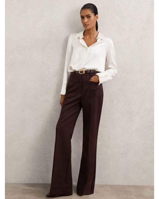 Reiss Multicolor Petite Twill Patch-Pocket Flared Trousers