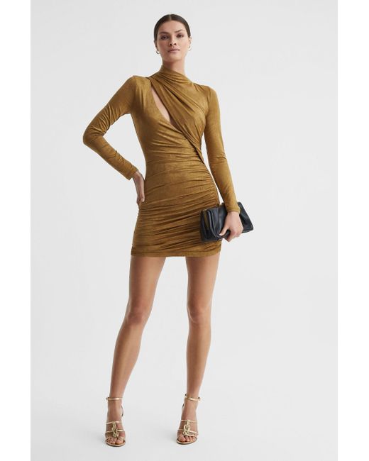 Significant Other Brown Ruched Mini Dress