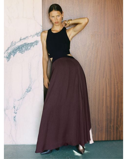 Reiss Purple Paloma Cut-Out Racerback Maxi Dress