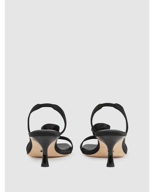 PAIGE Black Satin Rosette Sandals