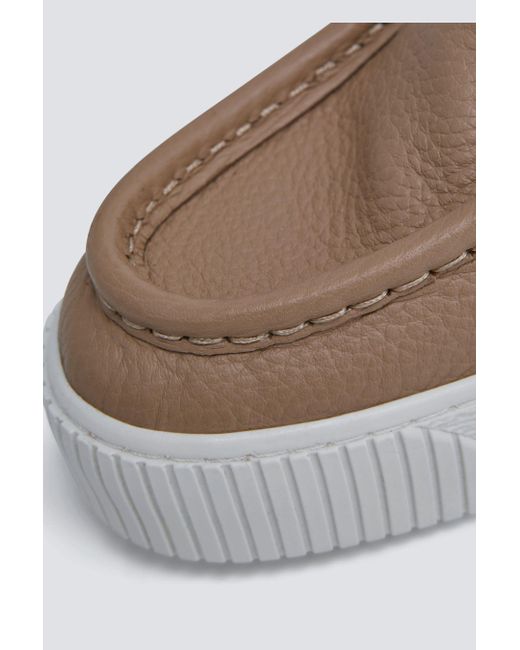 Reiss Gray Avery - Taupe Leather Moccasin Trainers