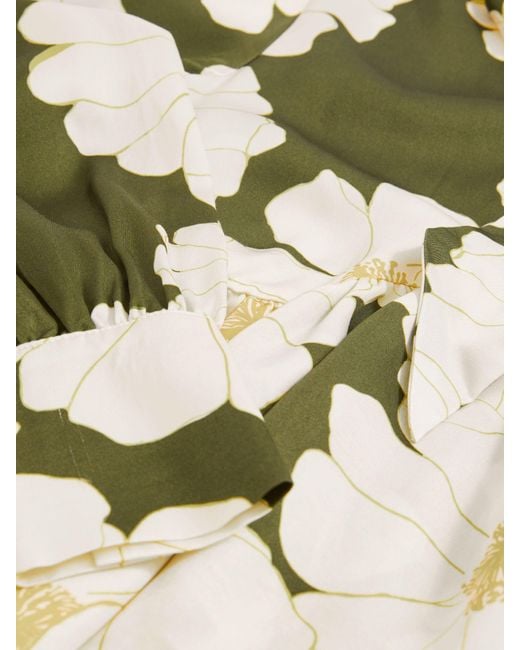 Reiss Natural Floral Tie-Neck Swing Blouse