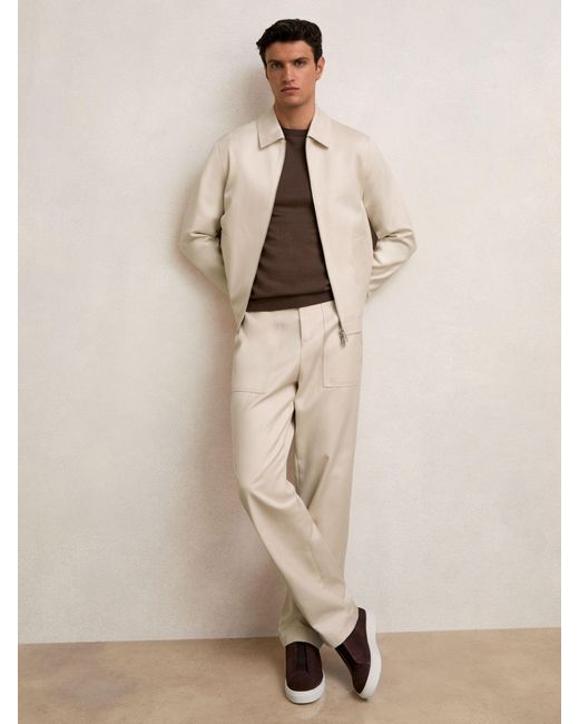 Reiss Natural Lyocell Cotton Wide Utility Trousers for men