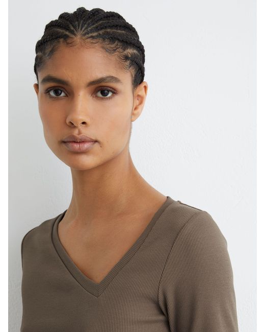Reiss Natural Stretch-Cotton Asymmetric-Neck Top