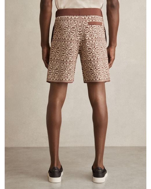 Reiss Natural Tile Pattern Knit Shorts for men