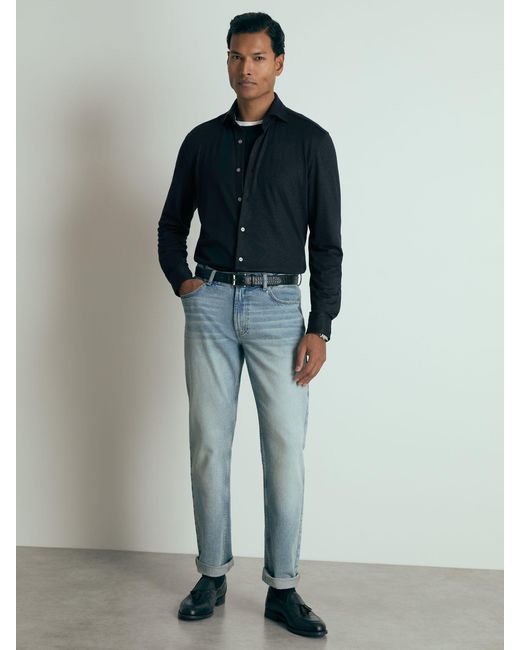 Reiss Gray Atelier Linen-Blend-Jersey Shirt for men