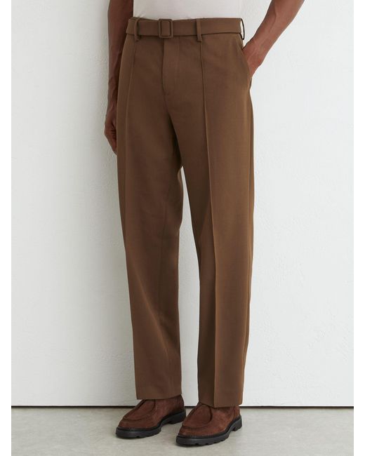 Reiss White Relaxed-Fit Belted Pintuck Trousers for men
