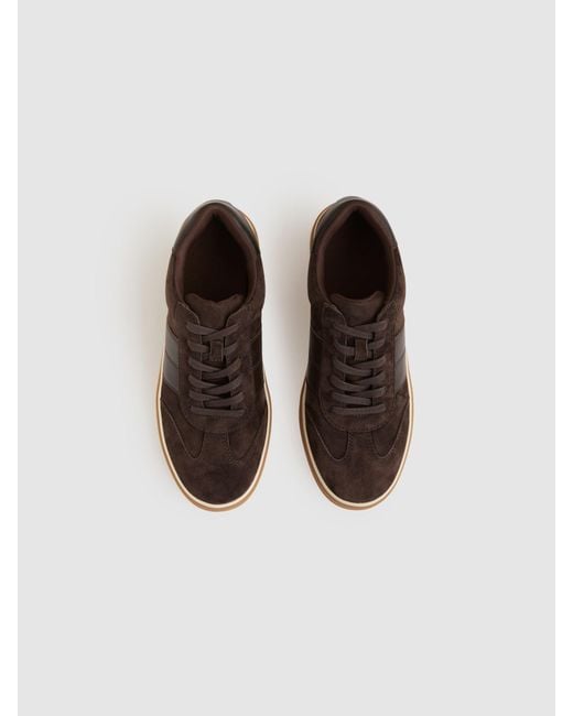 Reiss Brown Lizzie Suede Low-Top Trainers