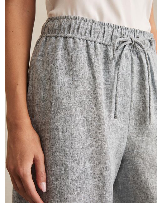 Reiss Natural Petite Linen-Blend Wide-Leg Trousers