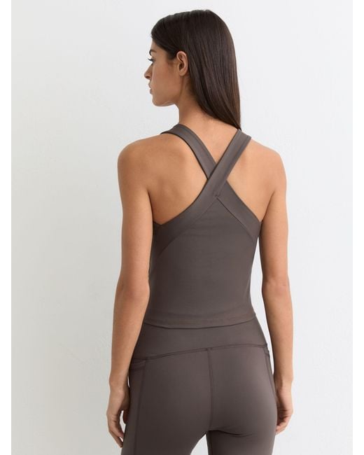Reiss Gray V-Neck Cross-Back Sports Top