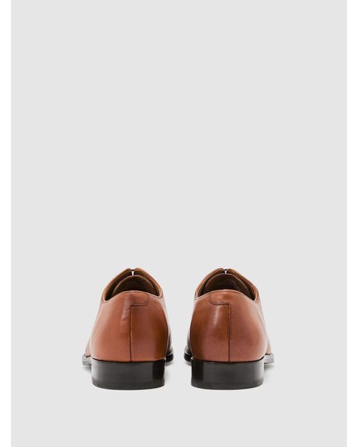 Reiss Brown Light Tan Mead Leather Lace-Up Oxford Shoes for men