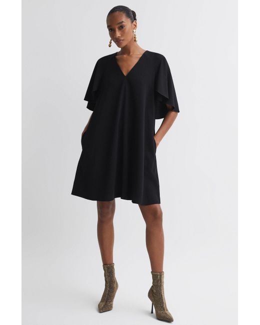 Florere Black Mini Dress Polyester Plain