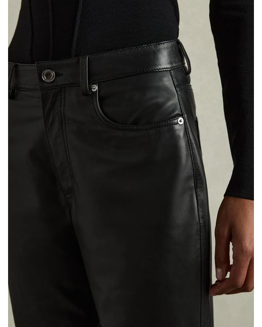 Reiss Black Leather Slim-leg Pants