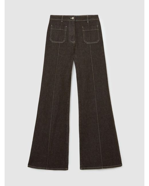 Reiss Blue Patch-Pocket Flared Jeans