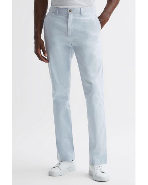 Reiss White Pitch - Soft Blue Slim Fit Washed Chinos for men