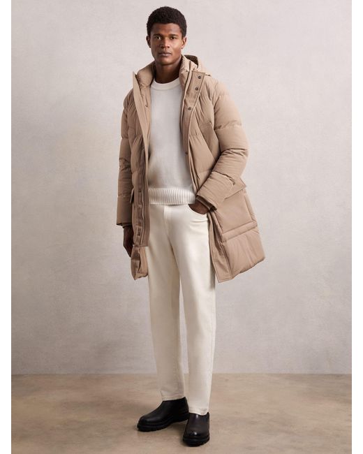 Reiss Natural Longline Quilted Puffer Jacket for men