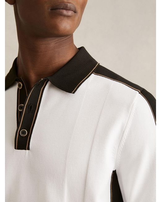 Reiss Natural Optic & Colour-Block Knit Polo Shirt for men