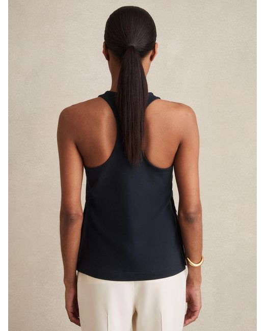 Reiss Blue Button Side Sleeveless Top