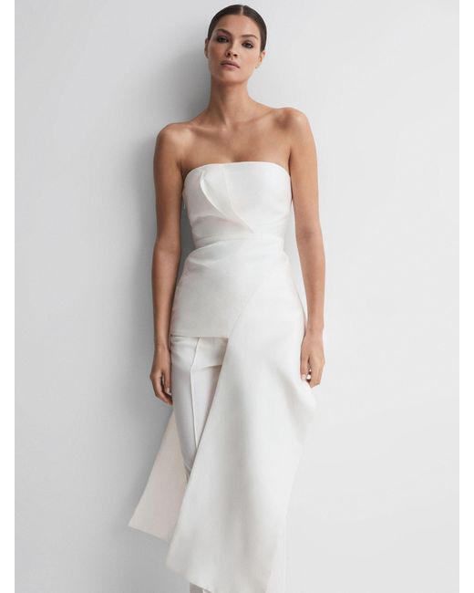 Acler White Wilson Top Linen Plain