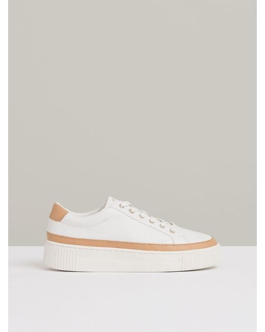 Reiss Natural Leanne Grained Leather Platform Trainers