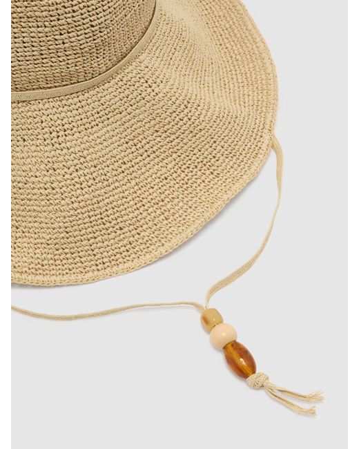 Reiss Natural Straw-Effect Beaded-Strap Hat, S & M