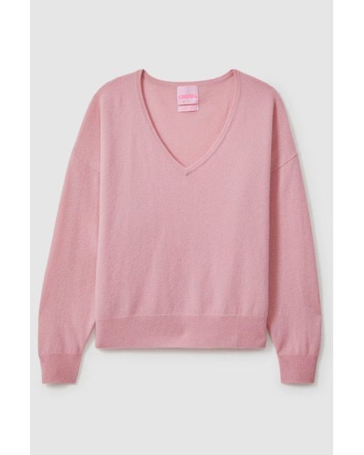 Crush Pink Collection Cashmere V-neck Jumper