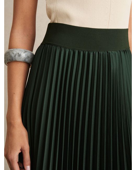 Reiss Black Pleated Midi Skirt