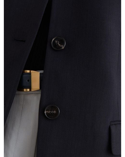 Reiss Black Wool-Blend Collarless Blazer