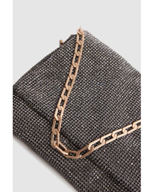 Reiss Soho Gunmetal Embellished Shoulder Bag, One in Gray Lyst