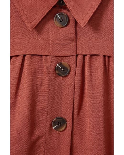 Reiss Brown Linen Belted Midi Dress