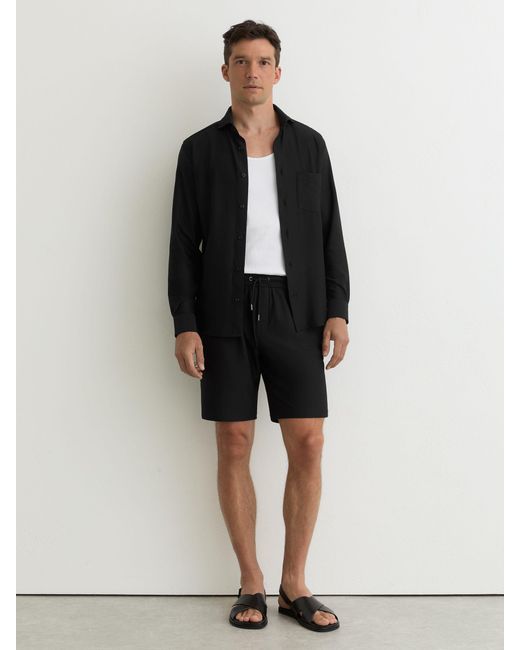 Reiss Solarko - Black Seersucker Cutaway-collar Shirt Regular-fit, S for men