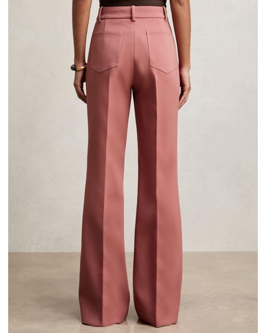 Reiss Priya - Pink Twill Patch-pocket Flared Trousers, Us 10 R