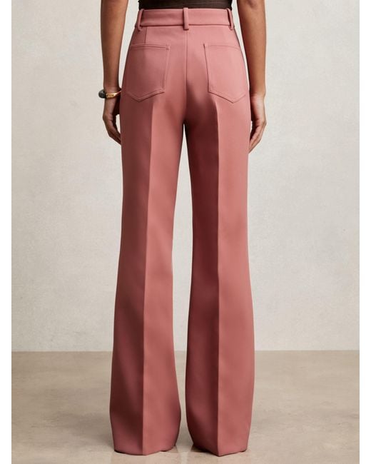 Reiss Priya - Pink Twill Patch-pocket Flared Trousers, Us 10 R