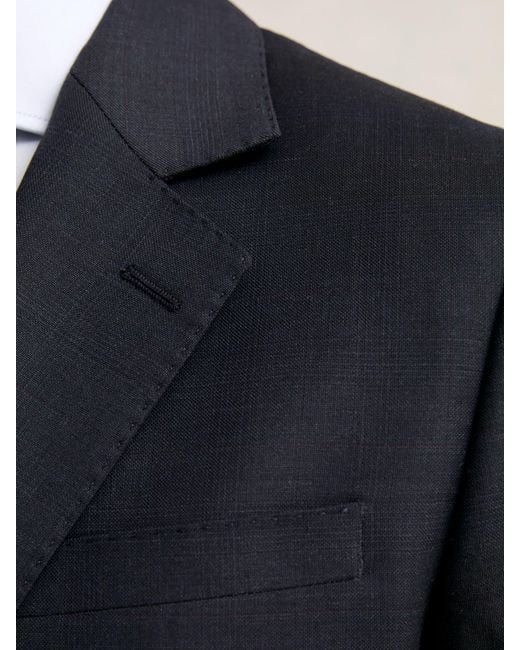 Reiss Blue Slim-Fit Wool Single Breasted Check Suit Blazer for men