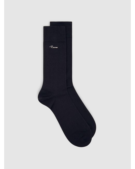 Reiss Blue Cotton-Blend Logo Embroidery Socks, M & L for men