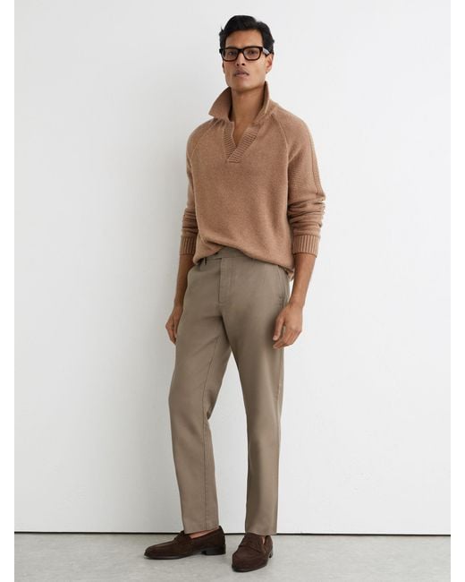 Reiss Natural Cotton Pique Chino Trousers for men