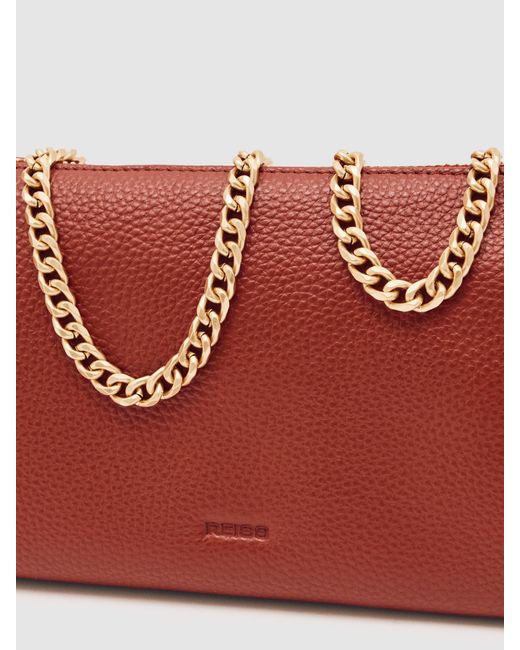 Reiss Gray Muriel - Red Leather Double-pouch Crossbody Bag, One