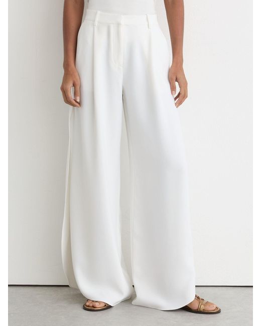 Reiss Deena - White Side-split Wide-leg Trousers, Us 12 L