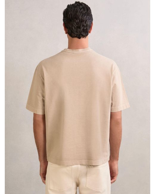 Reiss Natural Cotton Garment-Dyed Oversize T-Shirt for men