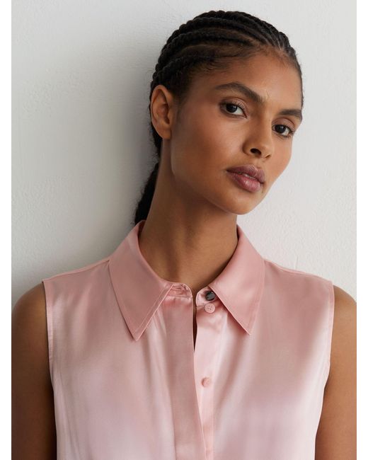 Reiss Pink Silk Sleeveless Shirt