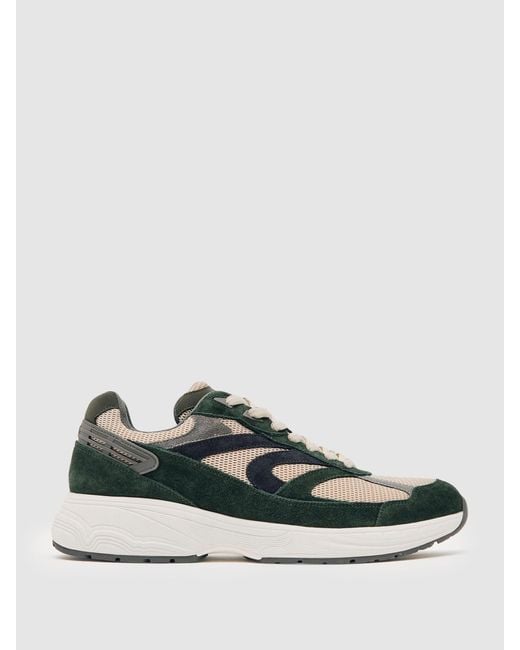 Reiss Multicolor Forest & Stone Panelled Running Trainers for men