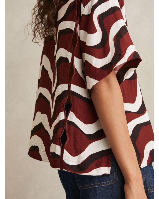 Reiss Natural Wave-Print Cut-Out Shirt