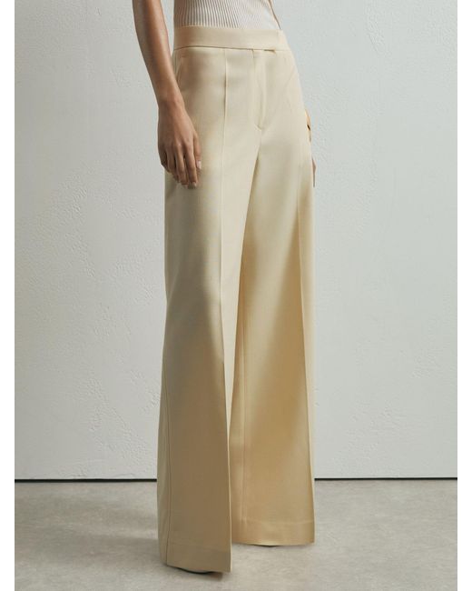 ATELIER Natural Anya - Silk-wool Wide-leg Suit Trousers, Us 10