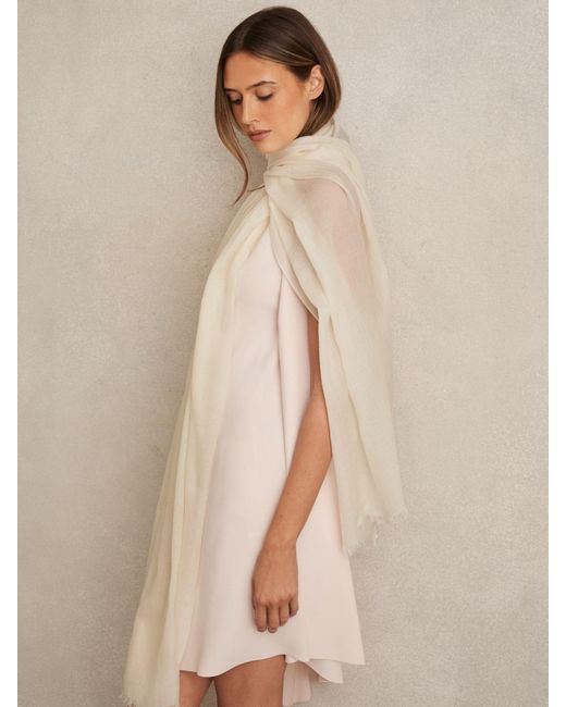 Reiss Heidi - Off White Wool-cashmere Lightweight Scarf, One