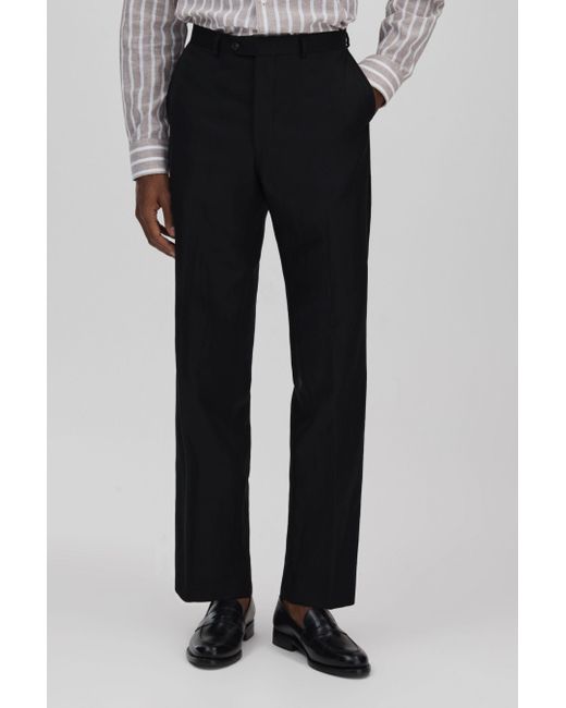 Oscar Jacobson Black Oscar Cotton Twill Trousers for men