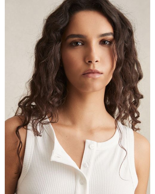 Reiss White Button Placket Vest