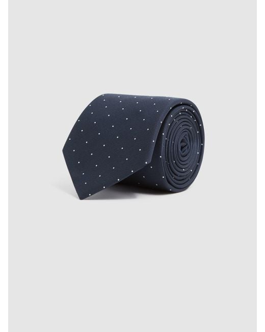 Reiss Blue Liam - Navy Polka Dot Tie, One for men