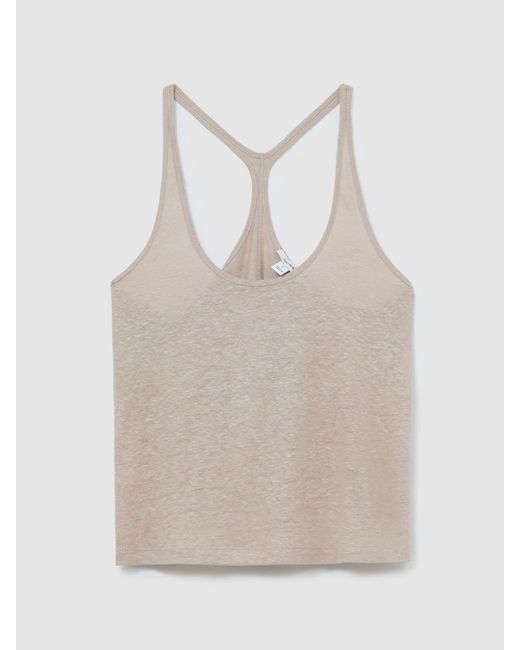 Reiss Blue Linen Racer-Back Vest